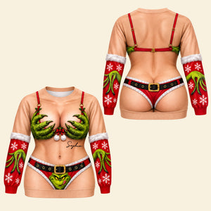 Funny Naughty Hand Ugly Sweater - Personalized Gift For Christmas 05HATI221026-Homacus