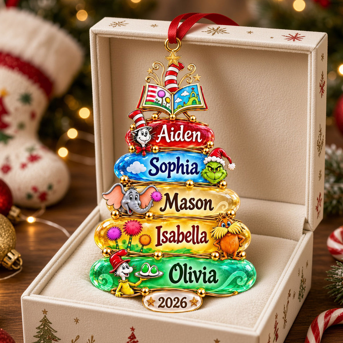 Whimsical Bookish Christmas Acrylic Ornament - Personalized Christmas Gifts For Reading Lovers Family 02pati101026-Homacus