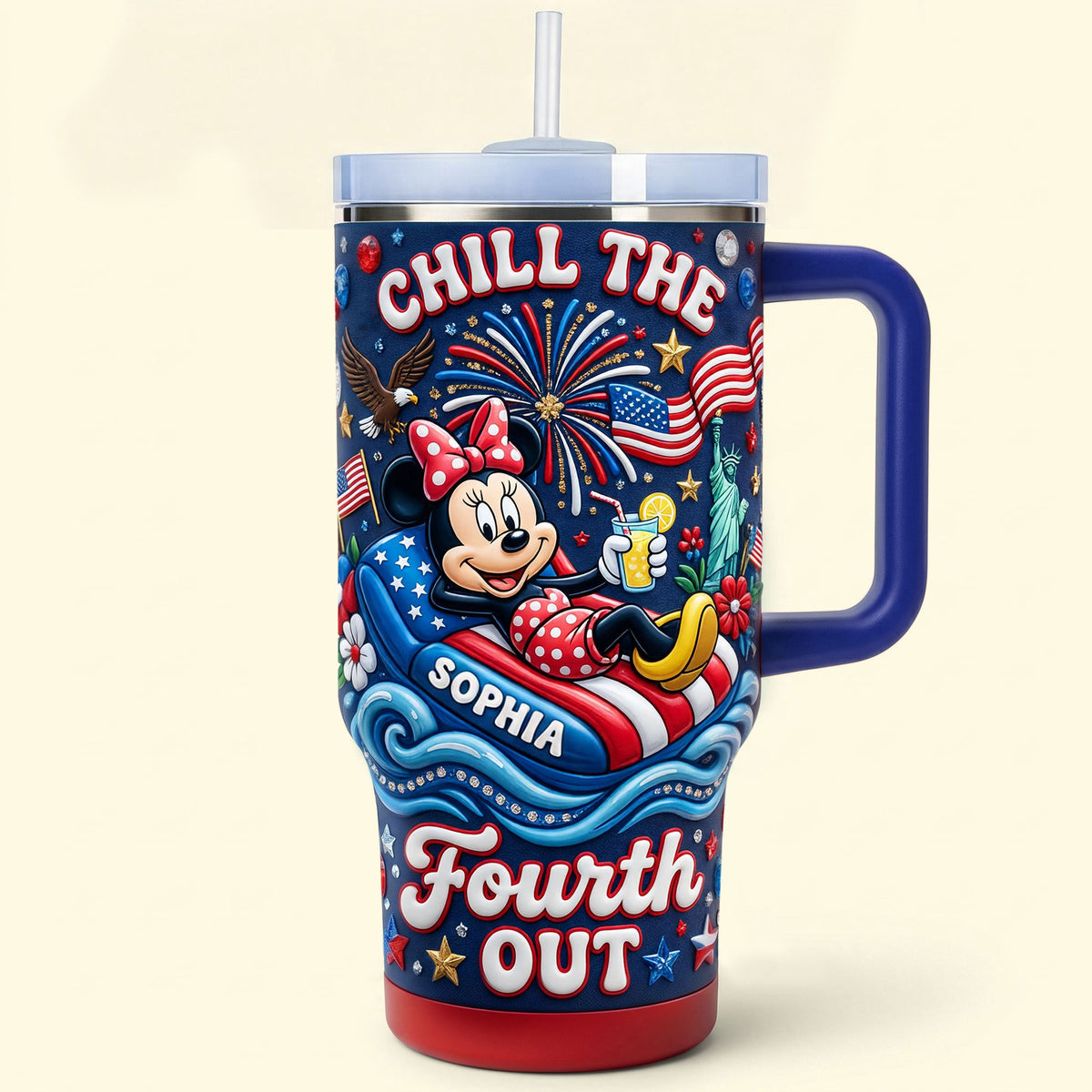 USA Summer Celebration 40oz Tumbler With Handle - Personalized Gifts 04pati190626