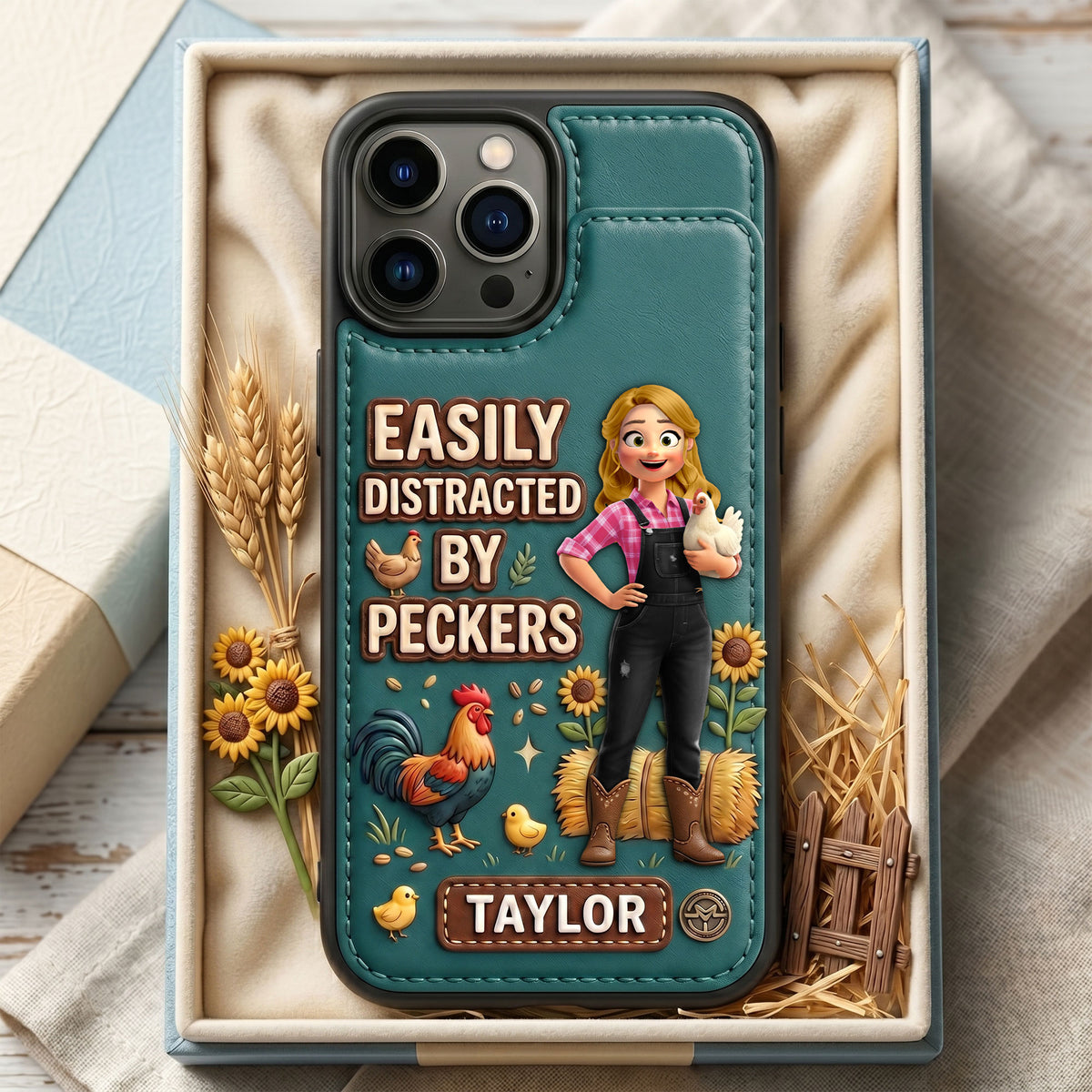 Farm Chicken Girl Leather Flip Wallet Phone Case Personalized Gifts For Girl 05NATI010626-Homacus