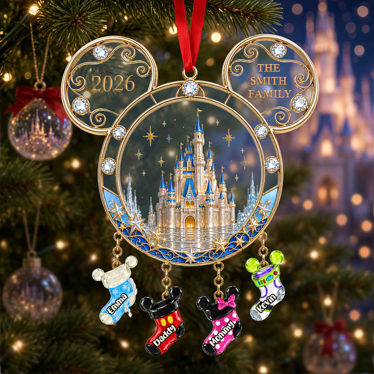 Family Socks Castle Ornament - Personalized Christmas Gifts Family 05OHTI040926-Homacus