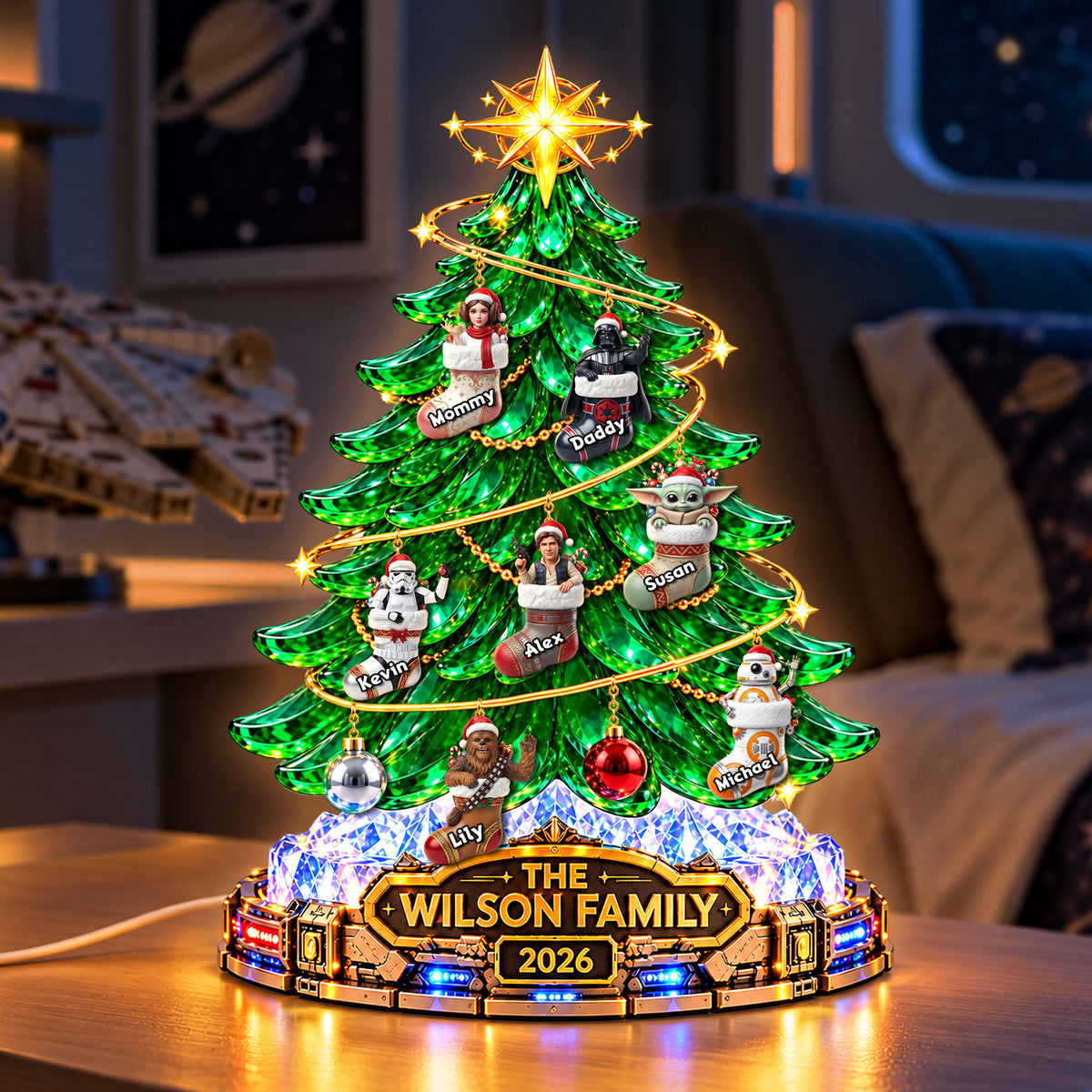 Space Adventure Christmas Tree Acrylic Light Box - Personalized Gifts For Family 01tyti231026-Homacus