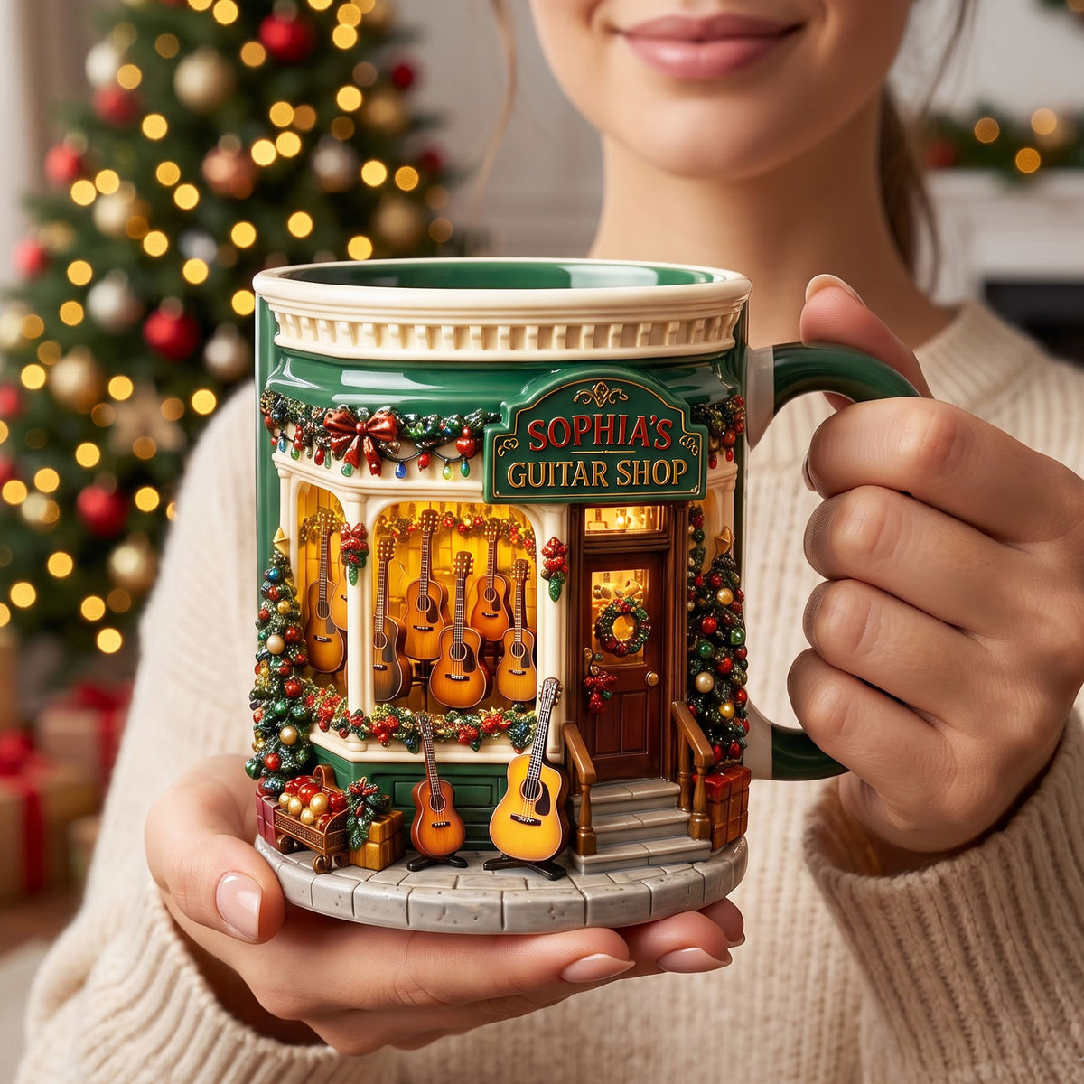 Festive Guitar Shop Accent Mug, Personalized Gifts For Guitar Lovers 05qhti190826-Homacus