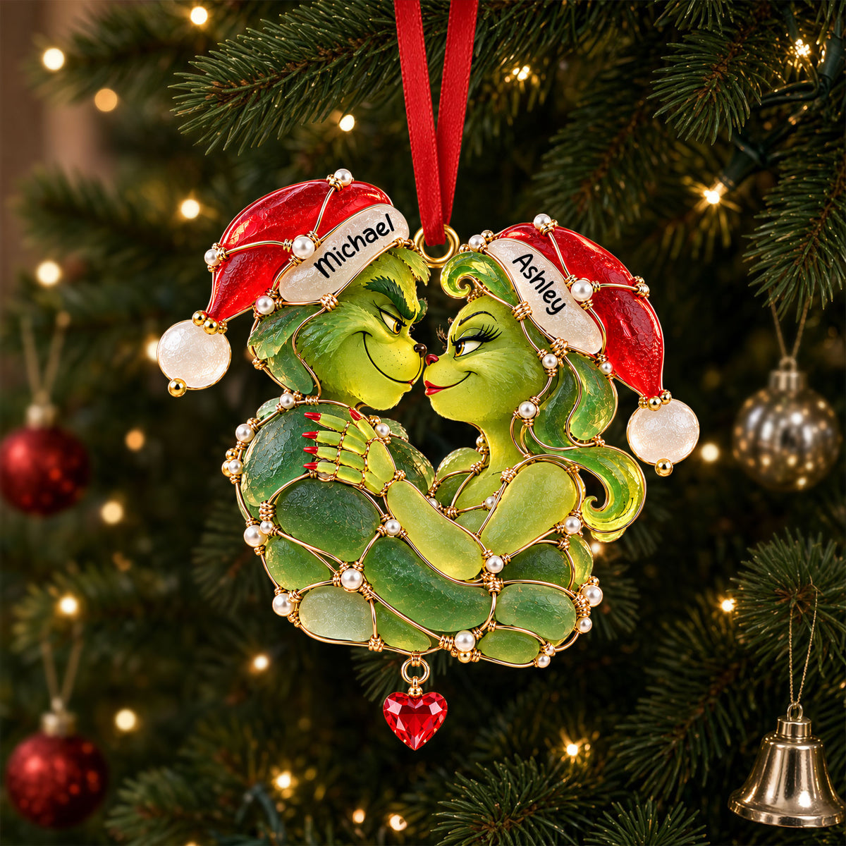 Cute Sea Glass Effect Ornament - Personalized Gifts For Couple 05QHTI161026-Homacus