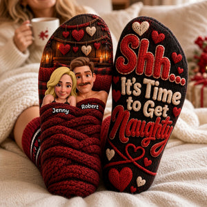 It's Time To Get Naughty Socks - Personalized Christmas Gifts For Couples 03OHTI290926