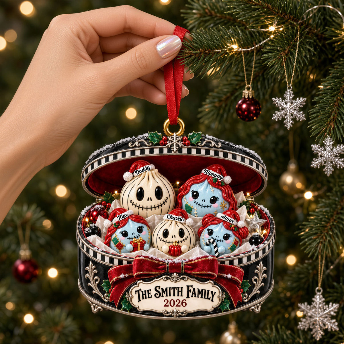Cute Spooky Dumpling Family Acrylic Ornament - Personalized Christmas Gifts For Family 02tyti011026