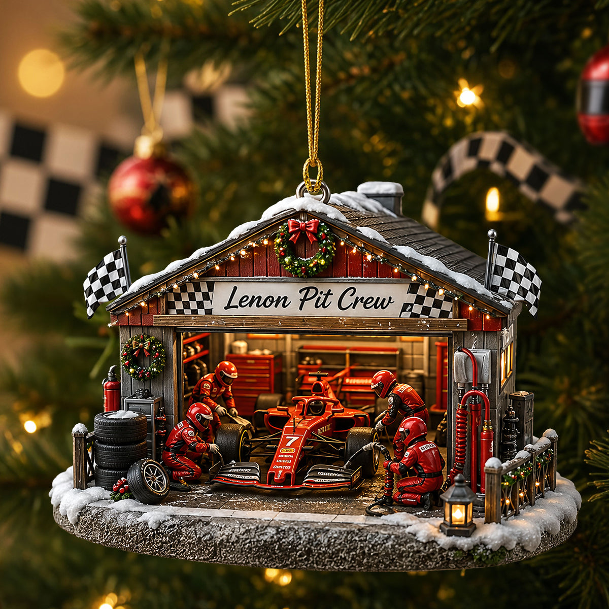 Festive Pit Crew Ornament, Personalized Christmas Gifts 04qhti020926