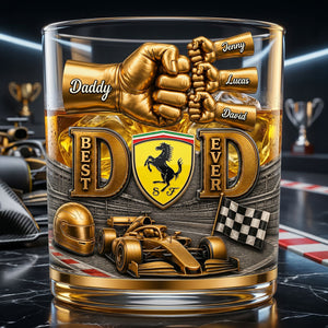 Speed Sport Fans Dad And Kids Fist Bump 11oz Round Glass - Personalized Gifts For Father's Day Glass 03NATI010626-Homacus