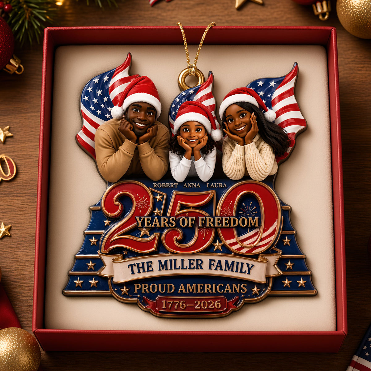 Custom Photo Proud American 250th Christmas Ornament, Personalized Gifts For Family 05qhti220826