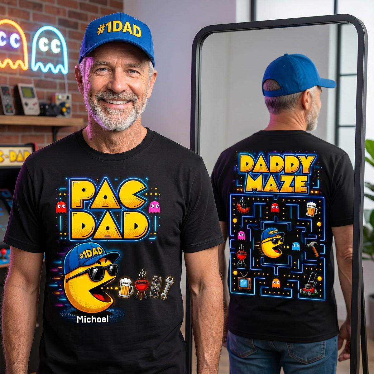 Retro Arcade Dad Shirt - Personalized Gift For Dads 03HUTI120526-Homacus