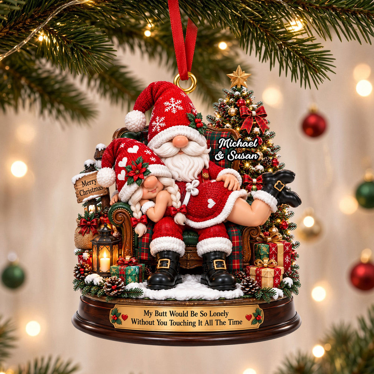 Playful Touch Couple Ornament - Personalized Christmas Gift For Couples 01NATI260926