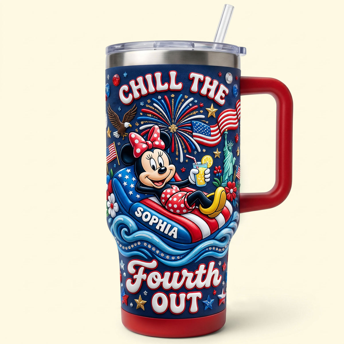 USA Summer Celebration 40oz Tumbler With Handle - Personalized Gifts 04pati190626