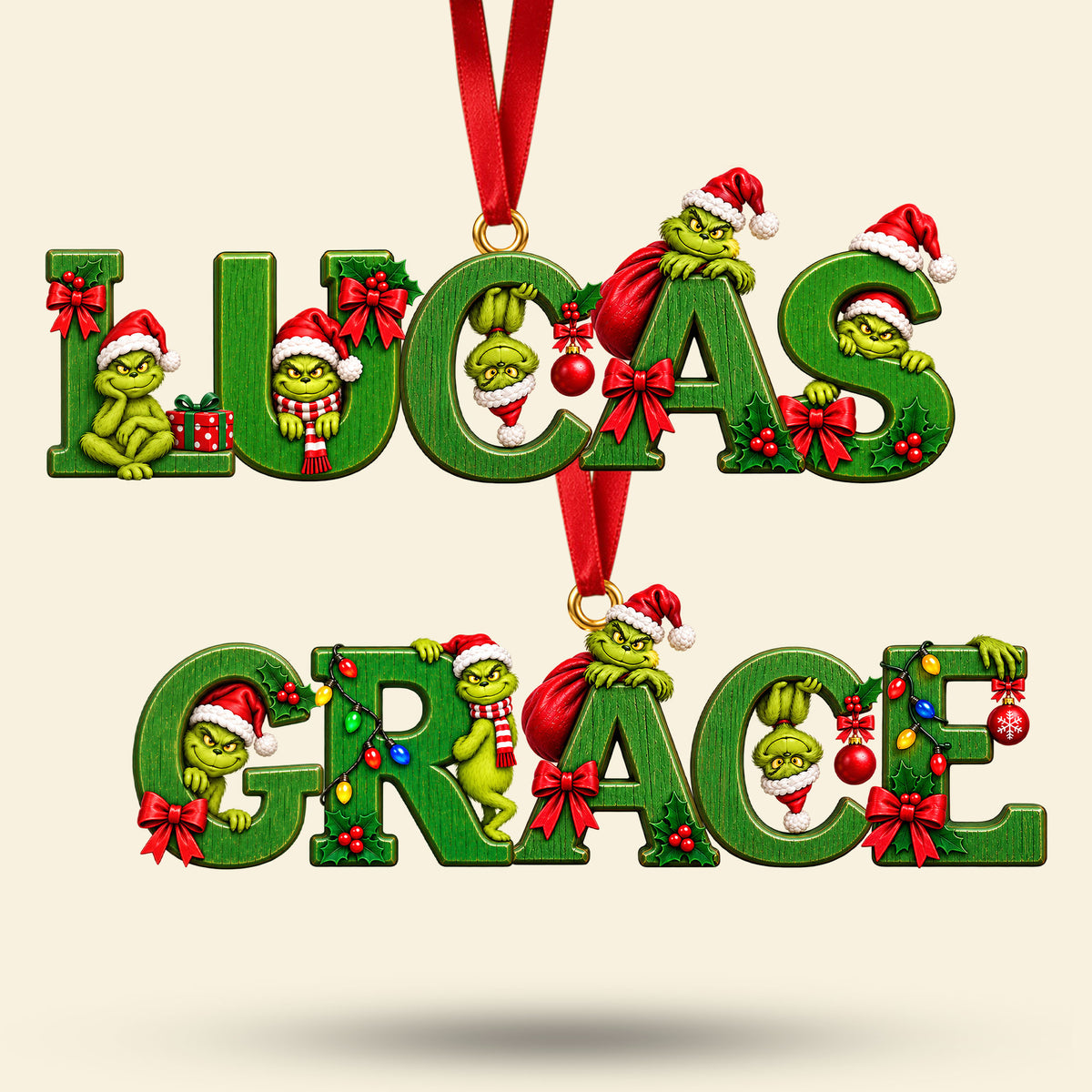 Cute Grouchy Mischief Alphabet Christmas Acrylic Ornament - Personalized Christmas Gifts 02nati100926-Homacus