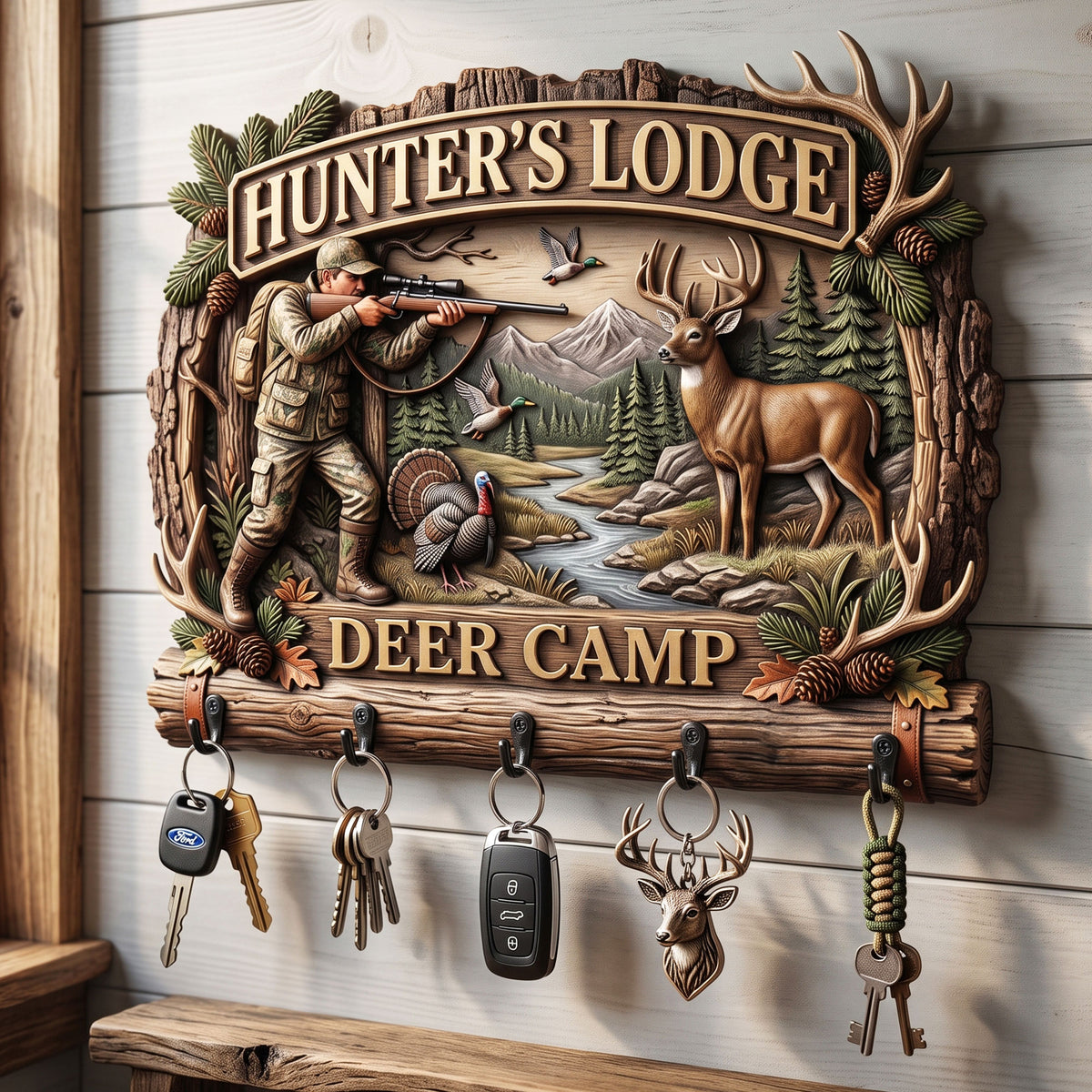 Hunter's Lodge Acrylic Key Hanger - Personalized Gifts 03tyti220726