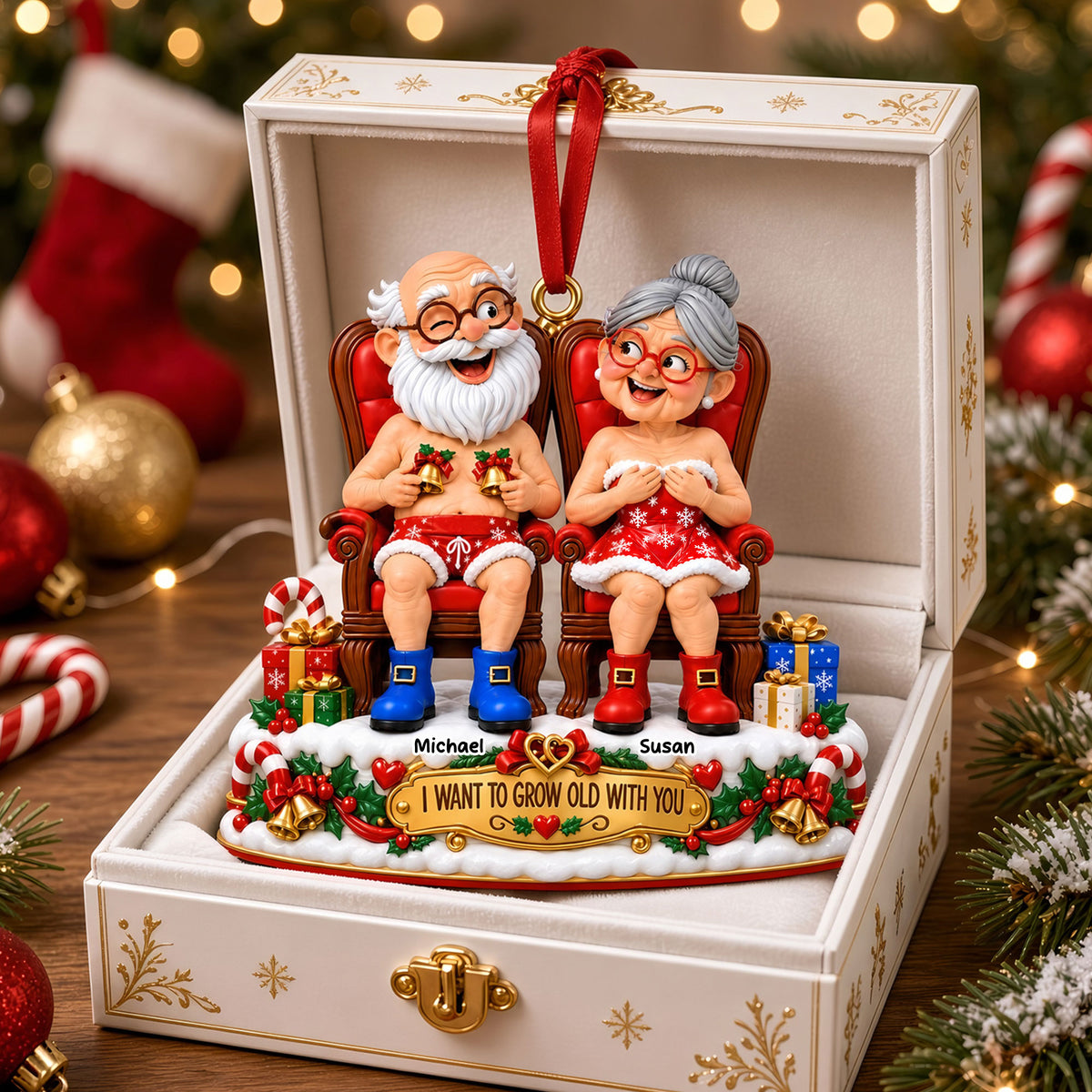 Naughty Old Couples Acrylic Ornament - Personalized Christmas Gifts For Couples 04ohti081026-Homacus