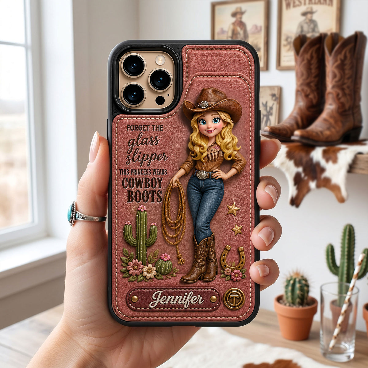 Cowgirl Leather Flip Wallet Phone Case - Personalized Gifts For Cowgirl 02nati020626-Homacus