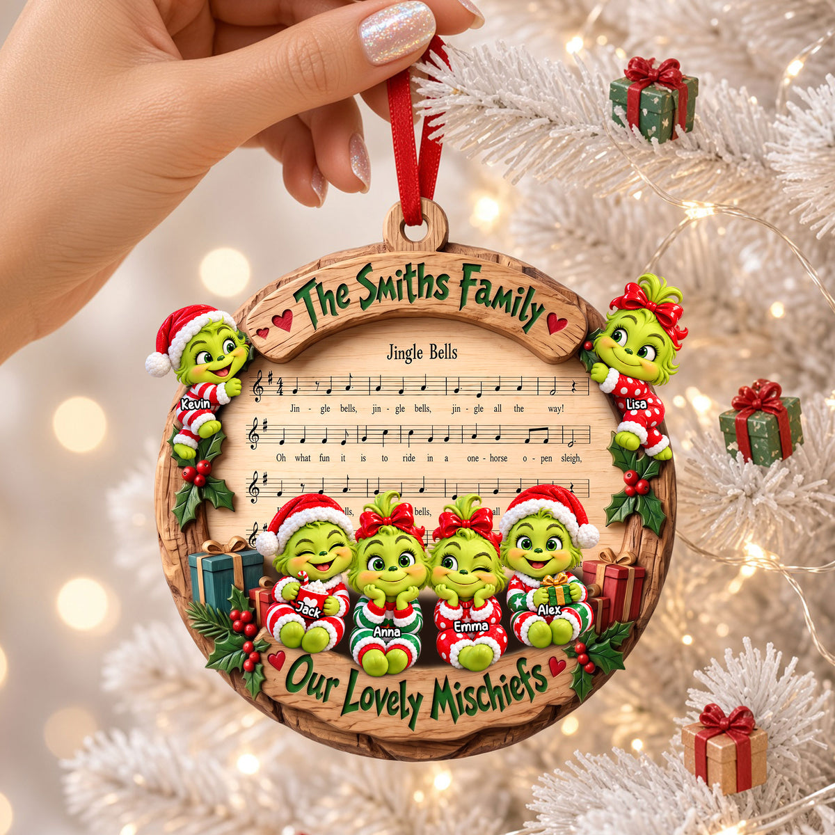 Mischief Kids Family Ornament - Personalized Gifts For Family Christmas Ornament 06PATI221026-Homacus