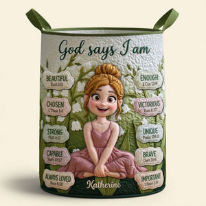 Lovely Birth Flower Quilted Laundry Basket - Personalized Gifts For Girls 05qhti170726-Homacus