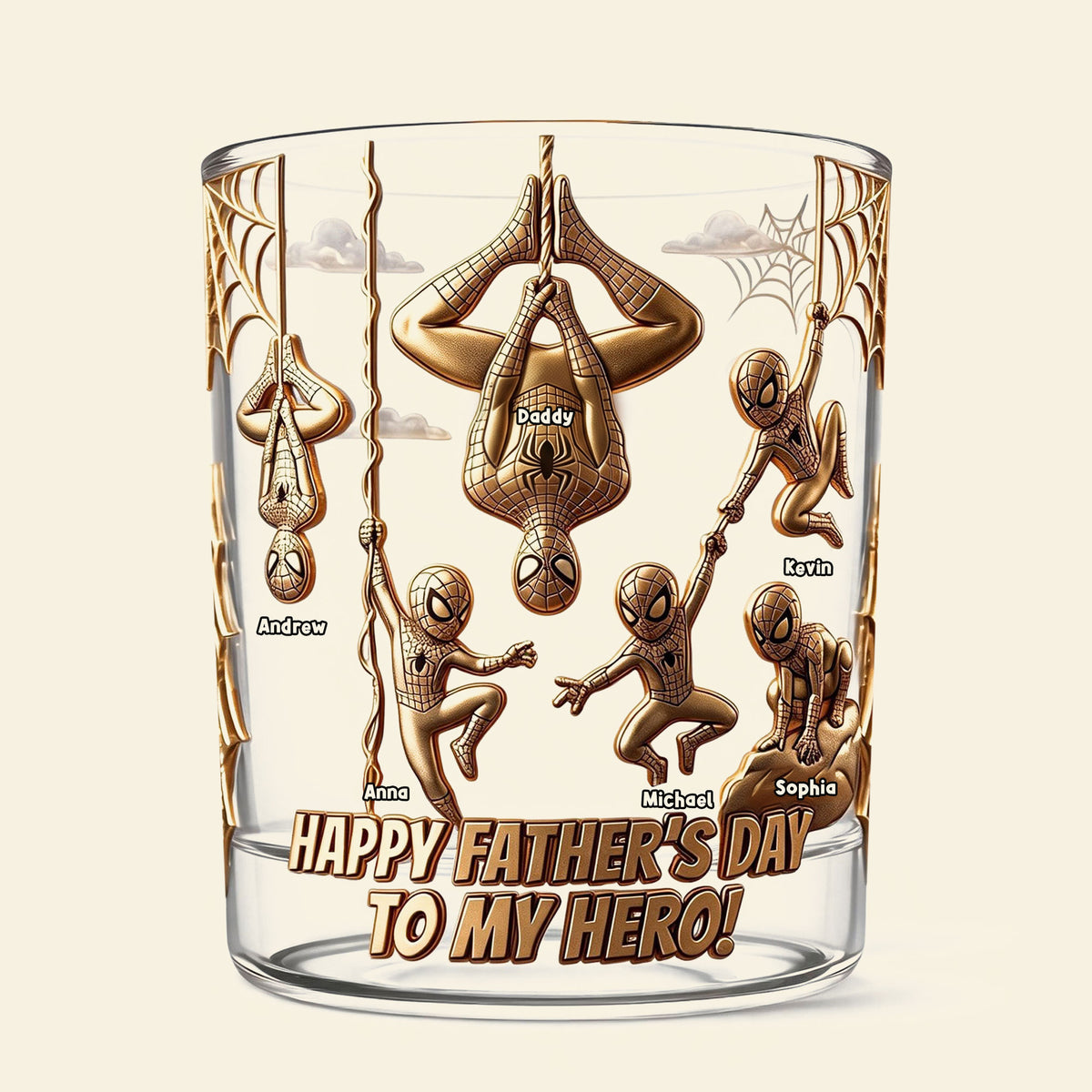 Father And Kids Hero Glass Mug - Personalized Gifts For Dad 02PATI190526-Homacus