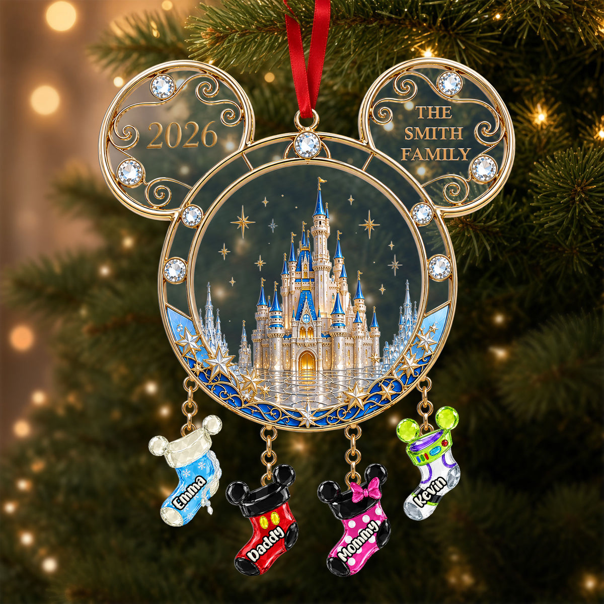 Family Socks Castle Ornament - Personalized Christmas Gifts Family 05OHTI040926-Homacus
