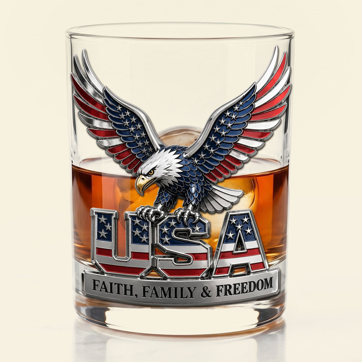 USA Strong Eagle Round Glass - Personalized Gifts For Patriots 02QHTI100626-Homacus