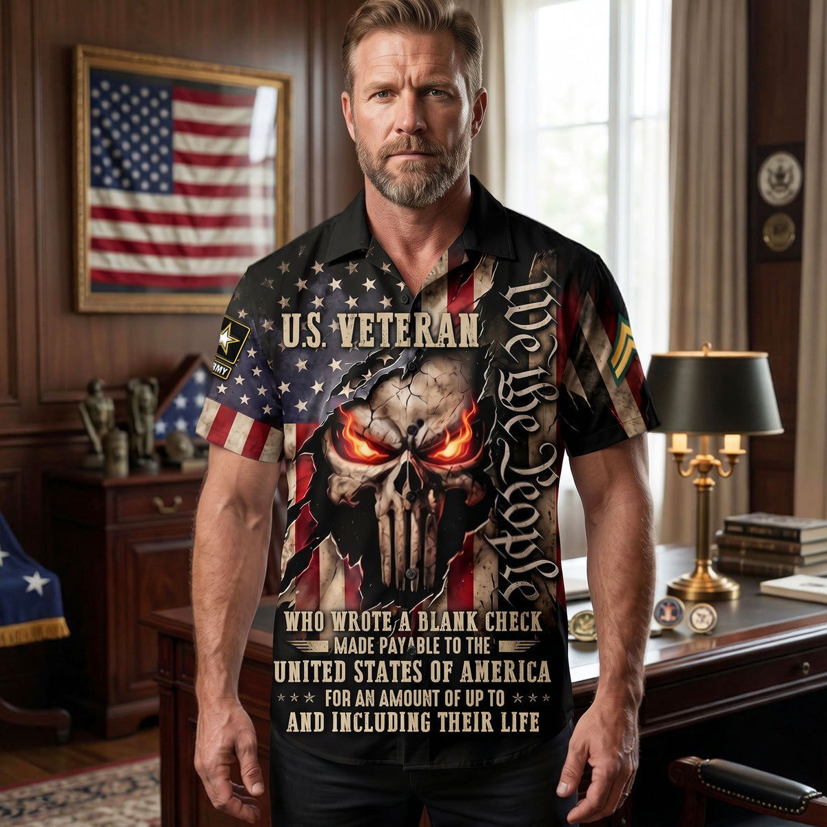 Fierce American Veteran Hawaiian Shirt - Personalized Gifts For Dads 04qhti270526-Homacus