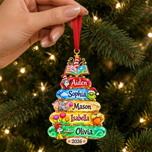 Whimsical Bookish Christmas Acrylic Ornament - Personalized Christmas Gifts For Reading Lovers Family 02pati101026-Homacus