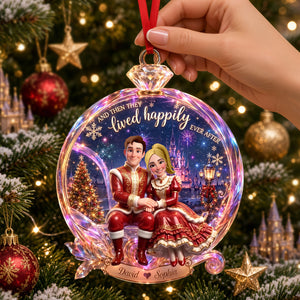 Happy Engagement Ring Ornament, Personalized Gifts For Couple 03qhti040926