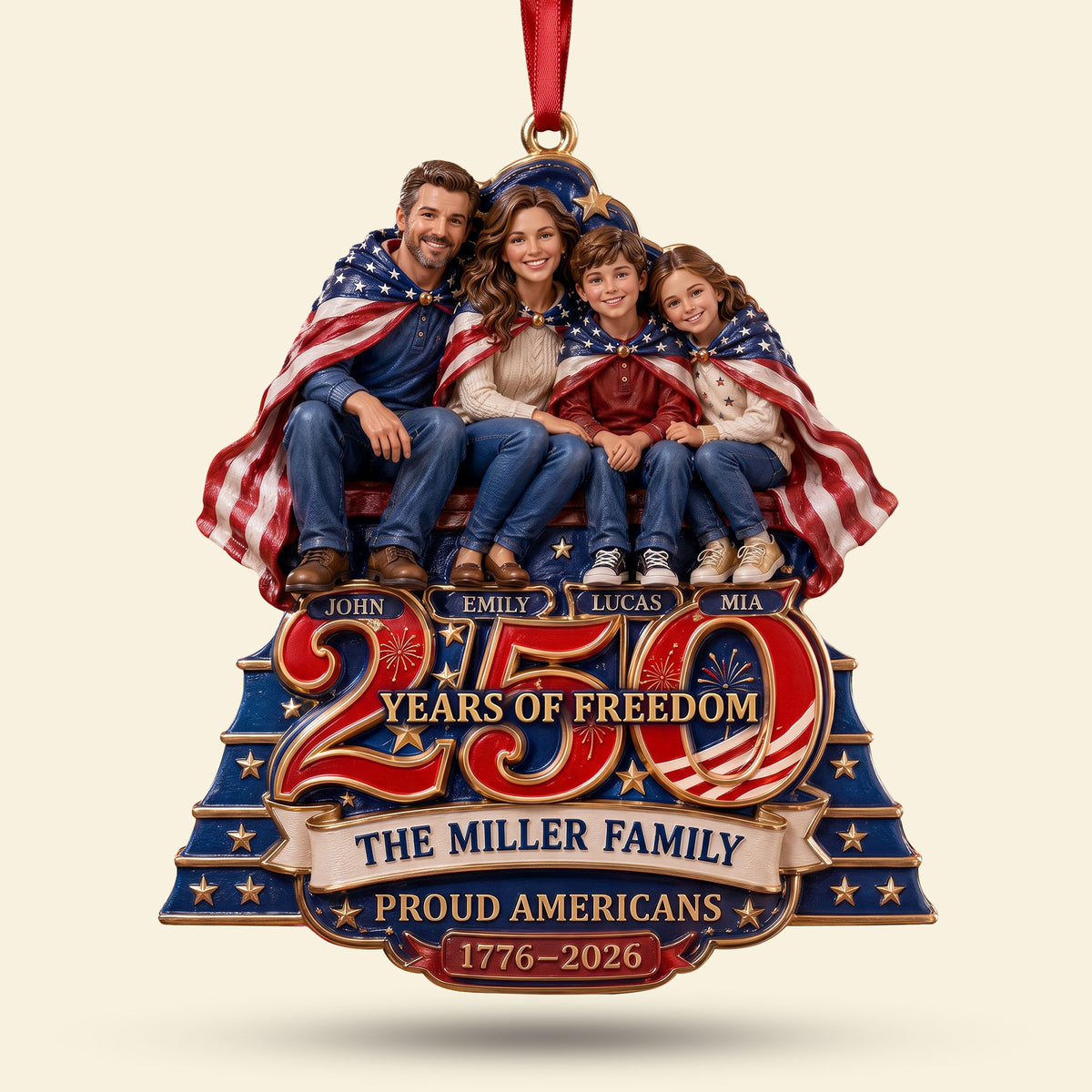 Custom Photo Proud American 250th Christmas Ornament, Personalized Gifts For Family 05qhti220826