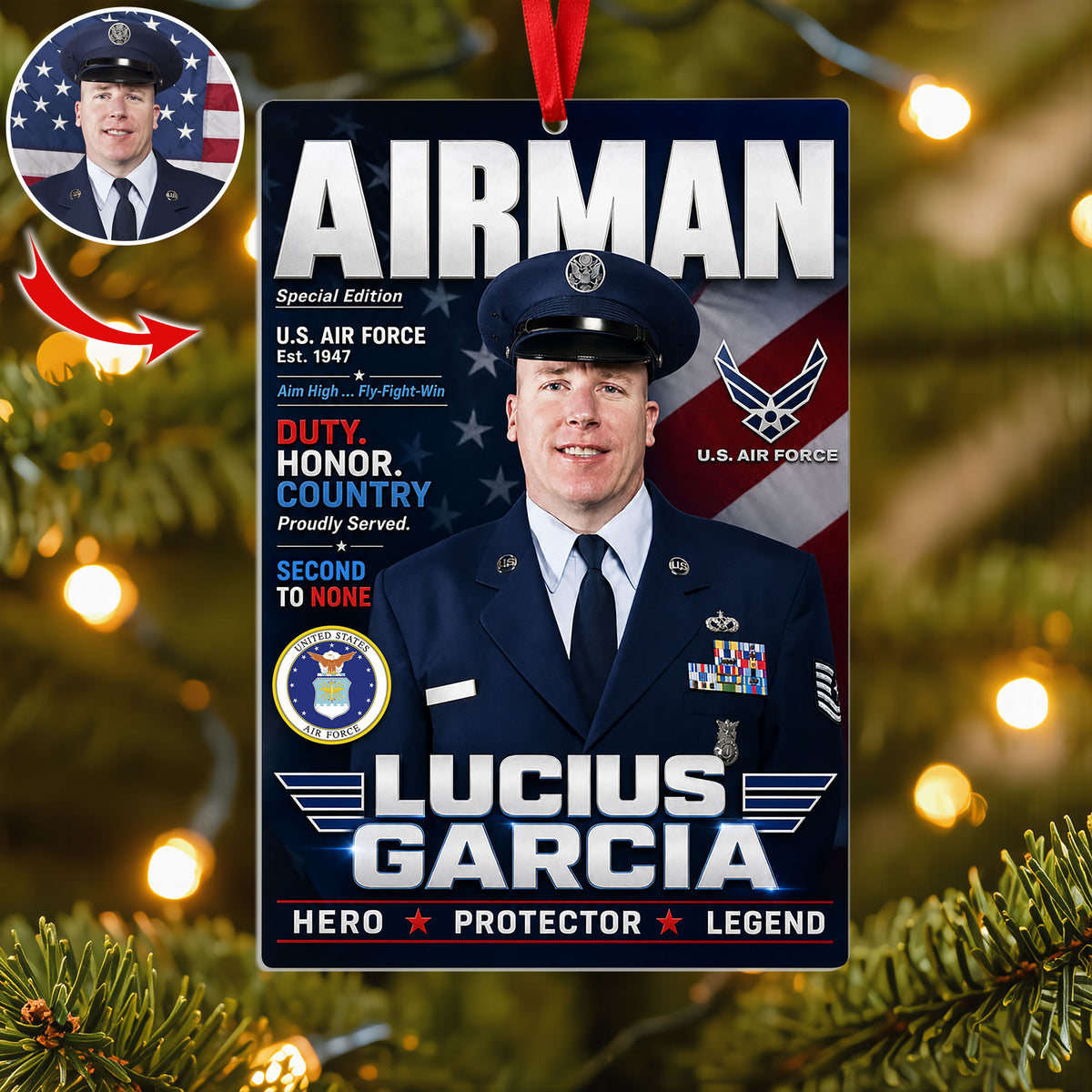 Honor Country Hero Christmas Ornament Custom Photo Gifts 04HUTI260826