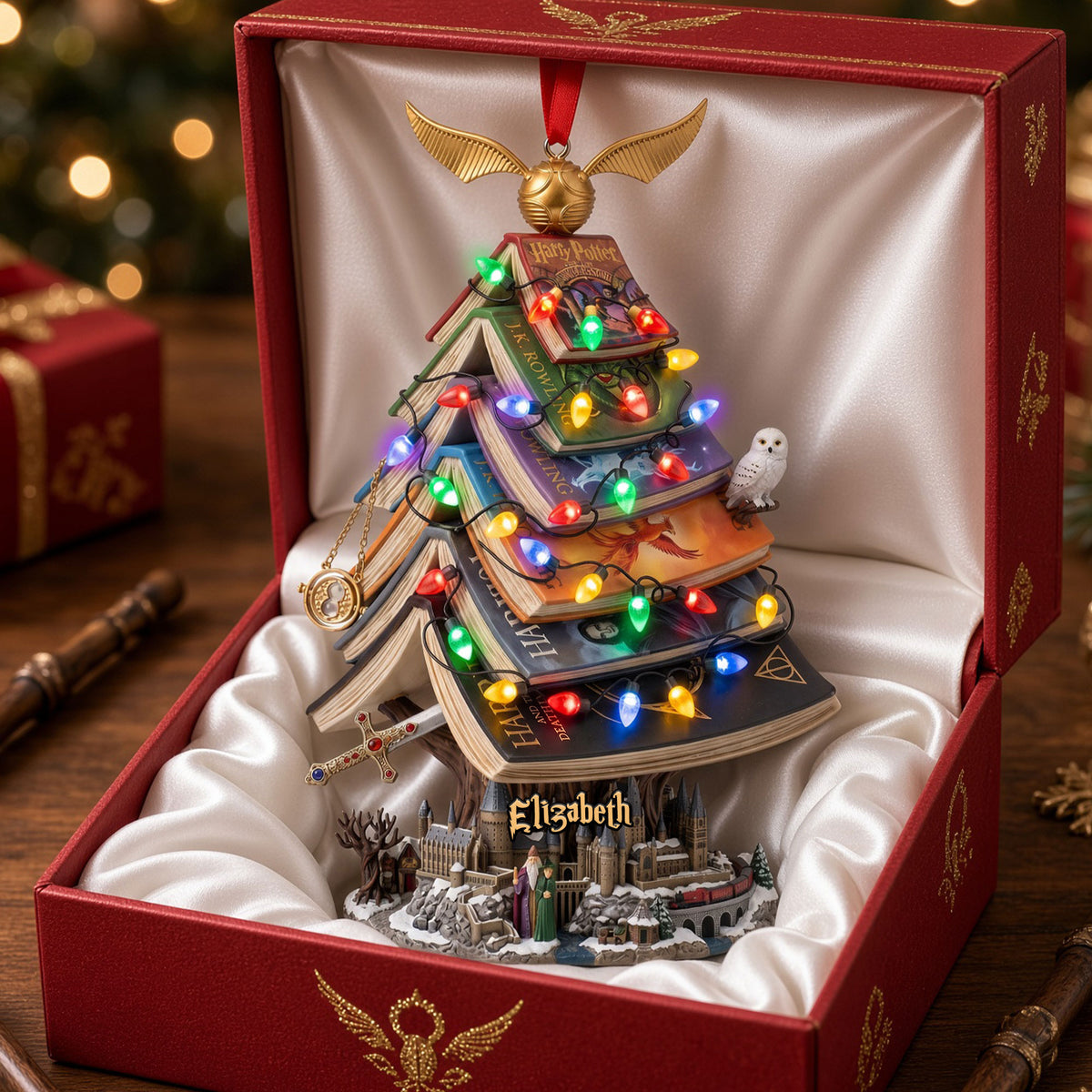 Whimsical Book Stack Christmas Ornament - Personalized Gift For Book Lovers 06HUTI120926-Homacus