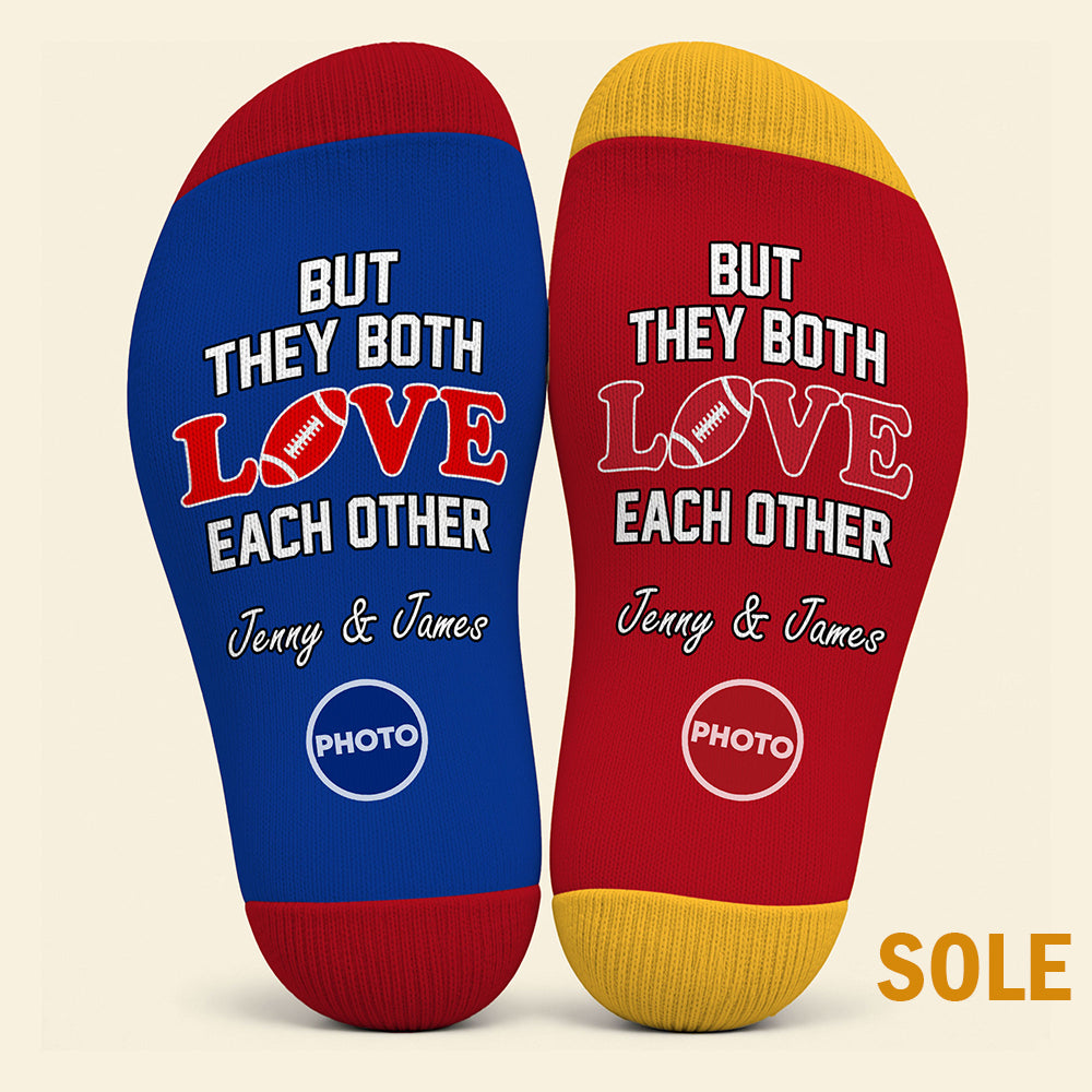 But They Both Love Each Other Middle Tube Socks - Personalized Gifts For Sports Loving Couple 01huti091026-Homacus