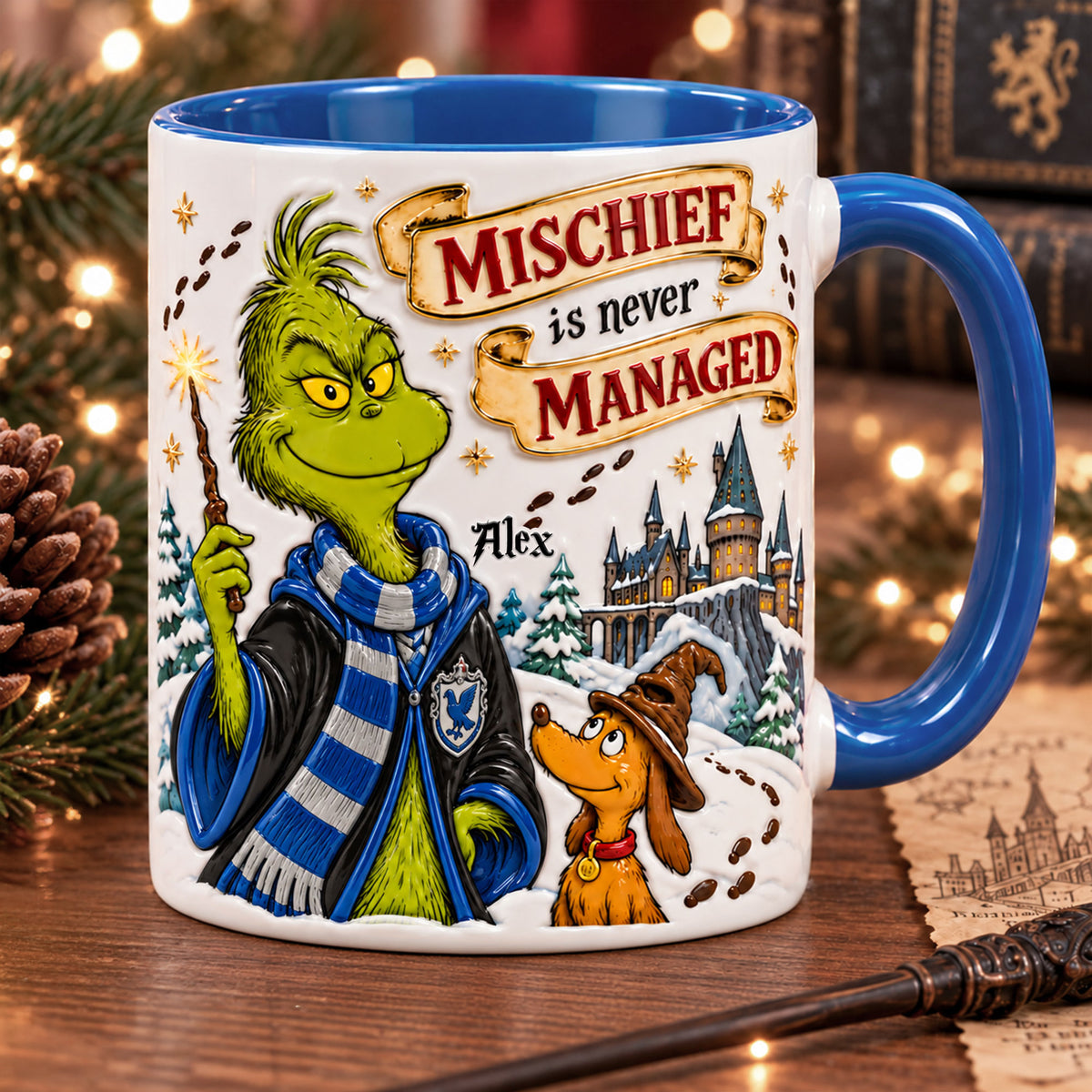 Furry Mischief In A Winter Fantastical World Accent Mug - Personalized Christmas Gifts 01huti171026-Homacus