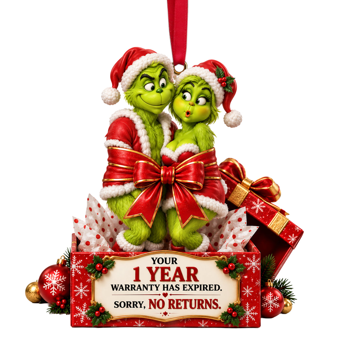 Couple Wrapped In A Bow Ornament - Personalized Christmas Gift For Couples 07NALU160926-Homacus