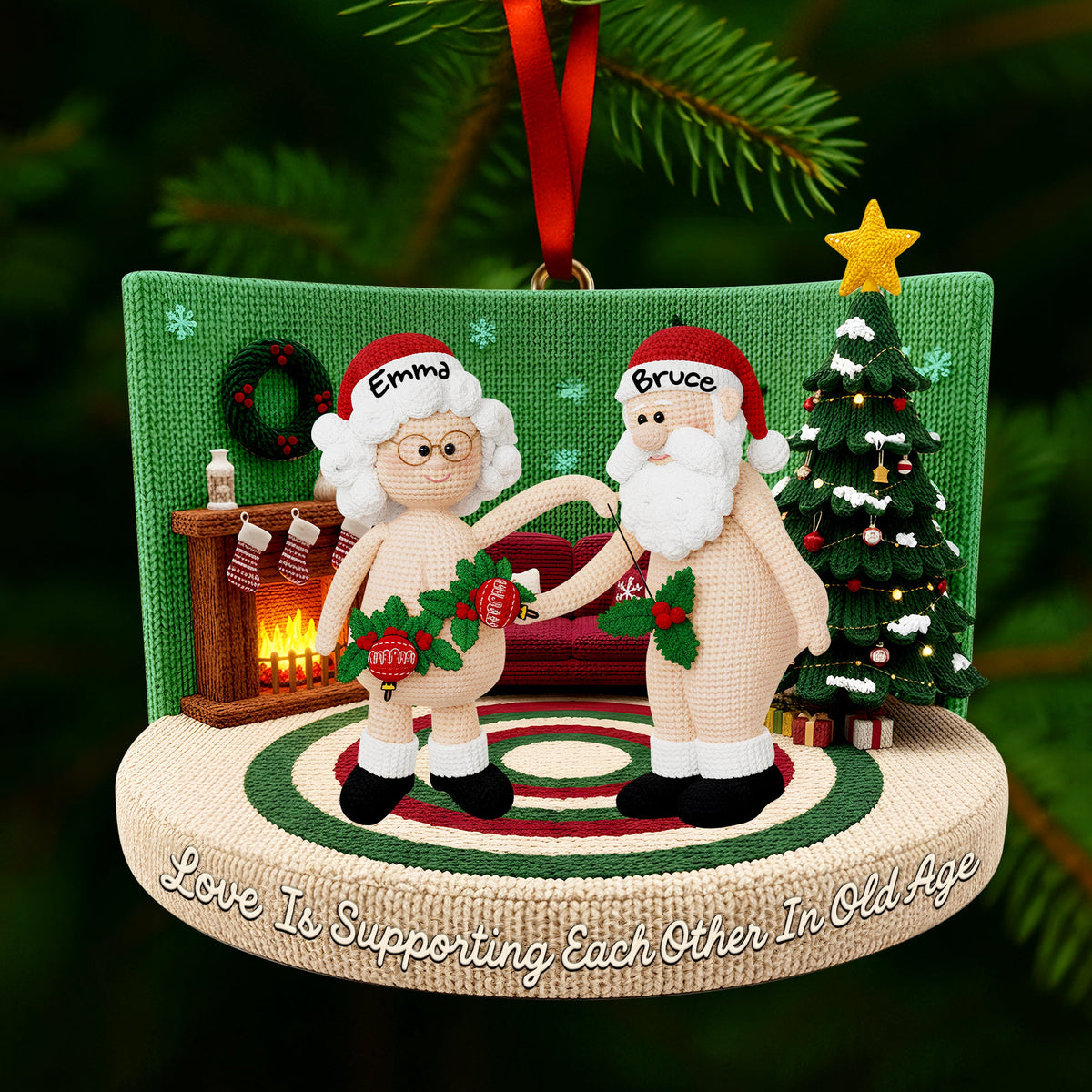 Funny Crochet Old Couple Ornament - Personalized Gifts For Couples 05NALU231025-Homacus