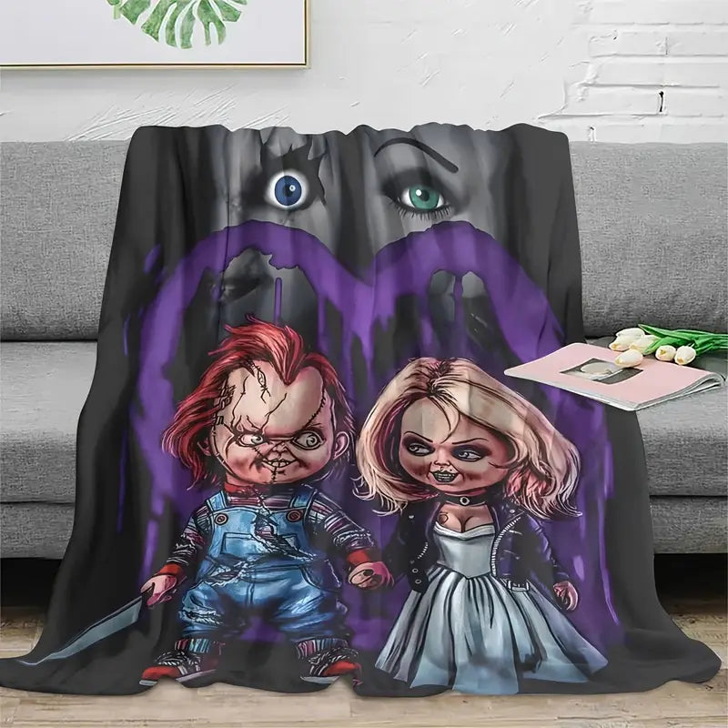 Creepy Doll Couple Horror Blanket - Spooky Gifts For Couple 92laxx180725-Homacus