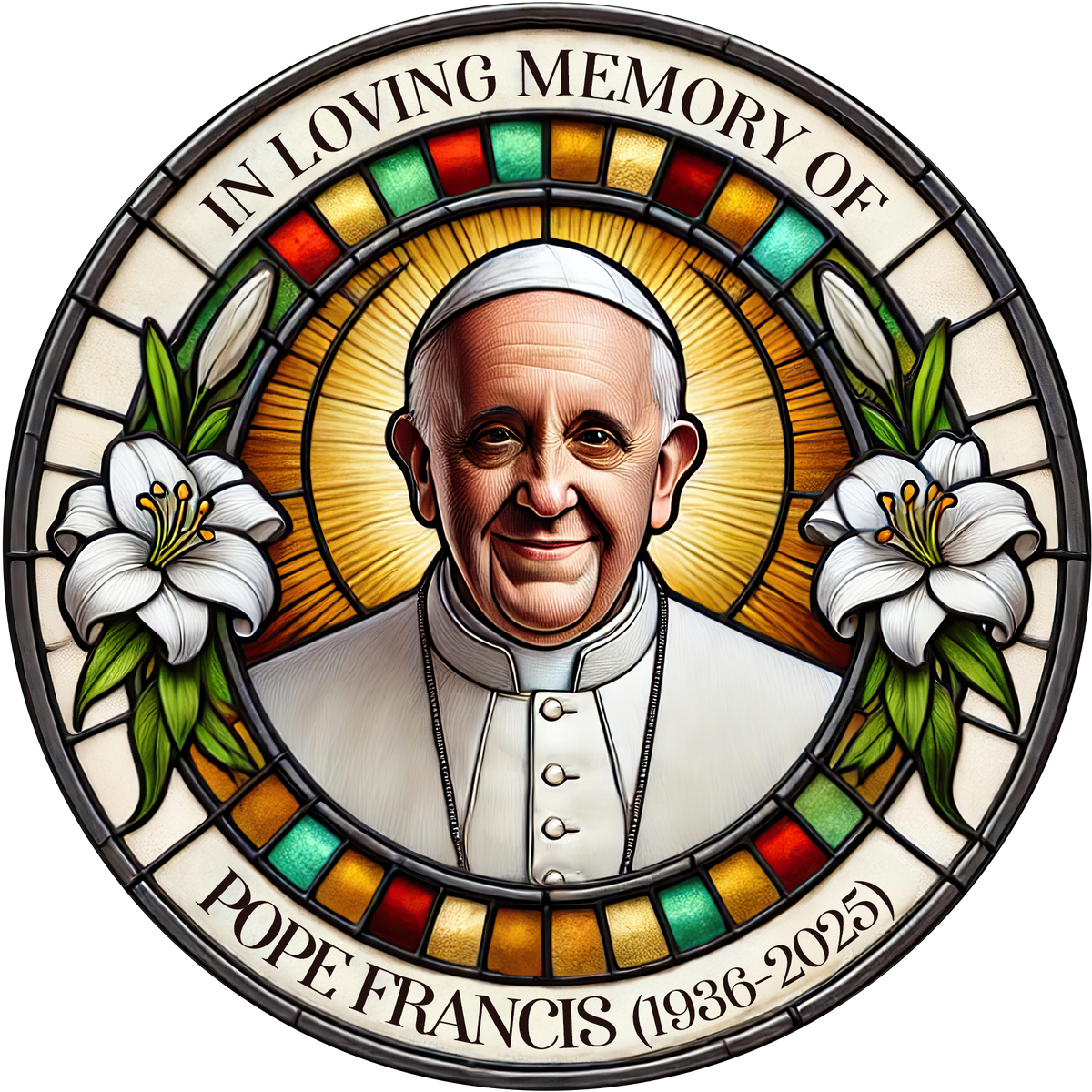 In Loving Memory of Pope Francis - Stained Glass Tribute 02HULU230425-Homacus