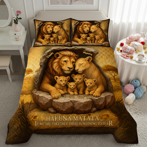 The Lion Family Quilt Bed Set - Personalized Gifts For Family 02XQLU110425-Homacus