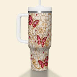 Sparkling Butterfly Floral 40oz Tumbler - Personalized Gifts For Mom 03kimg180326-Homacus