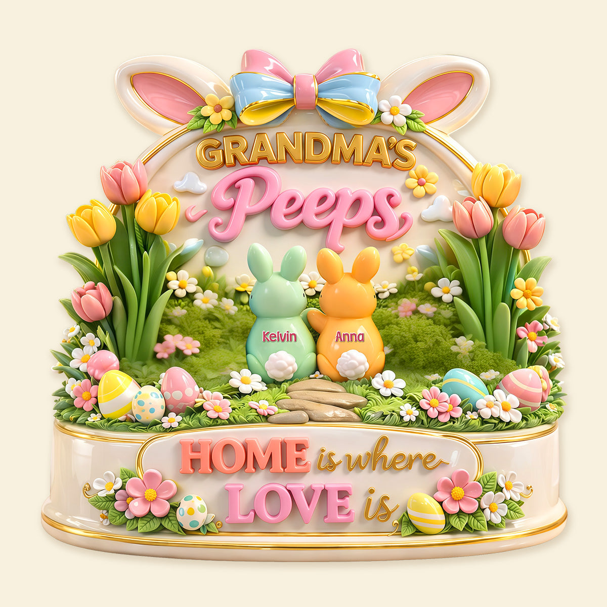 Bunny Peeps Acrylic Plaque - Personalized Gifts For Grandma Easter Day 01tymg170326-Homacus