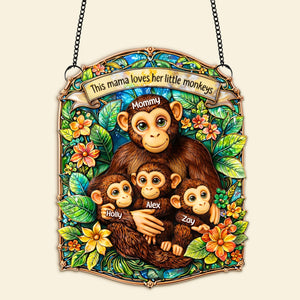 Monkey Mom Suncatcher Ornament Personalized Mother's Day Gifts 06TOMG030326-Homacus