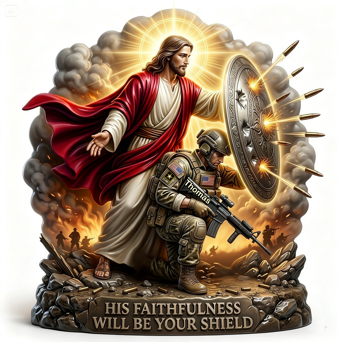Christian Soldier Shield Acrylic Plaque - Personalized Gifts For Veteran 05NALU300326-Homacus
