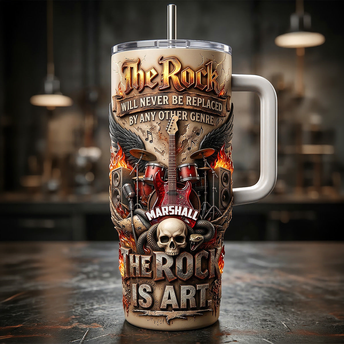 Rock Vibes Skull Music 40oz Tumbler - Personalized Gifts For Rock Lover Tumbler 02PAMG190326-Homacus