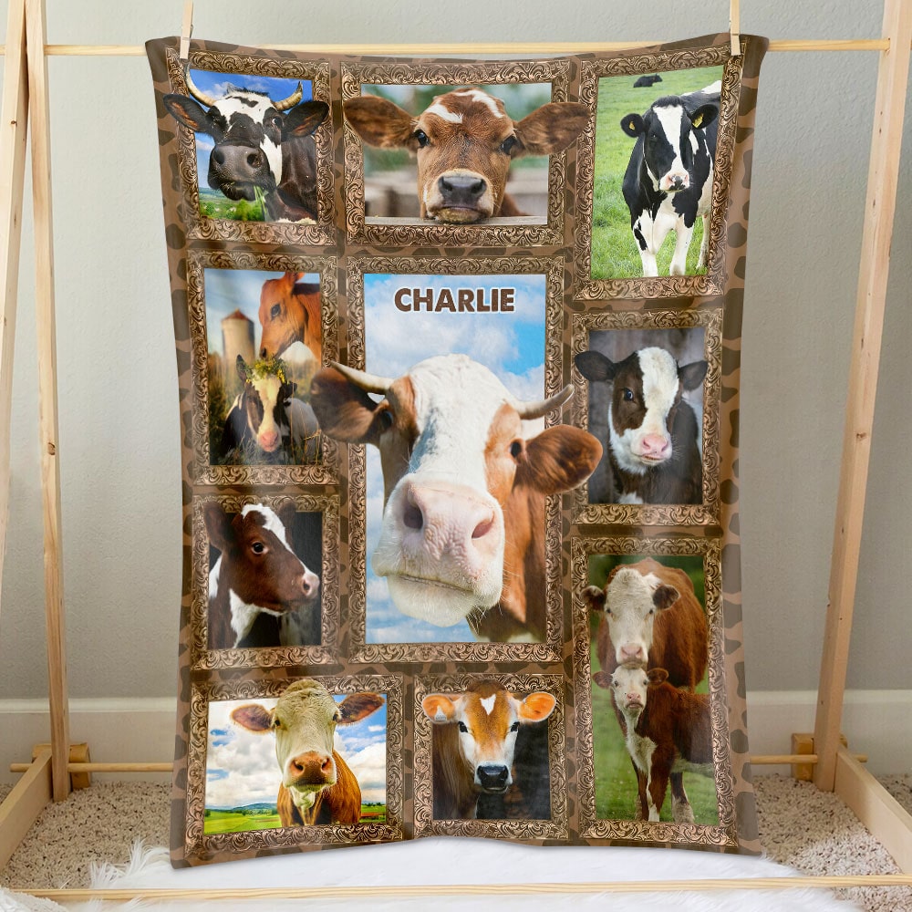 Cute Cattle - Personalized Photos Collage Blanket For Cow Lovers 051qhti311224-Homacus