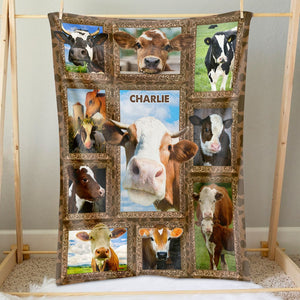 Cute Cattle - Personalized Photos Collage Blanket For Cow Lovers 051qhti311224-Homacus