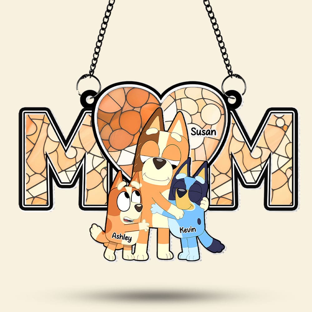 Personalized Gifts For Mom Suncatcher Ornament, Mom Hugging Her Beloved Kids 03qhti270225-Homacus