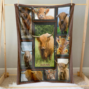 Highland Cow - Personalized Photos Collage Blanket 021qhti311224-Homacus