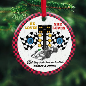 Personalized Gifts For Couple Christmas Ornament 02huti061023 Racing Fans-Homacus