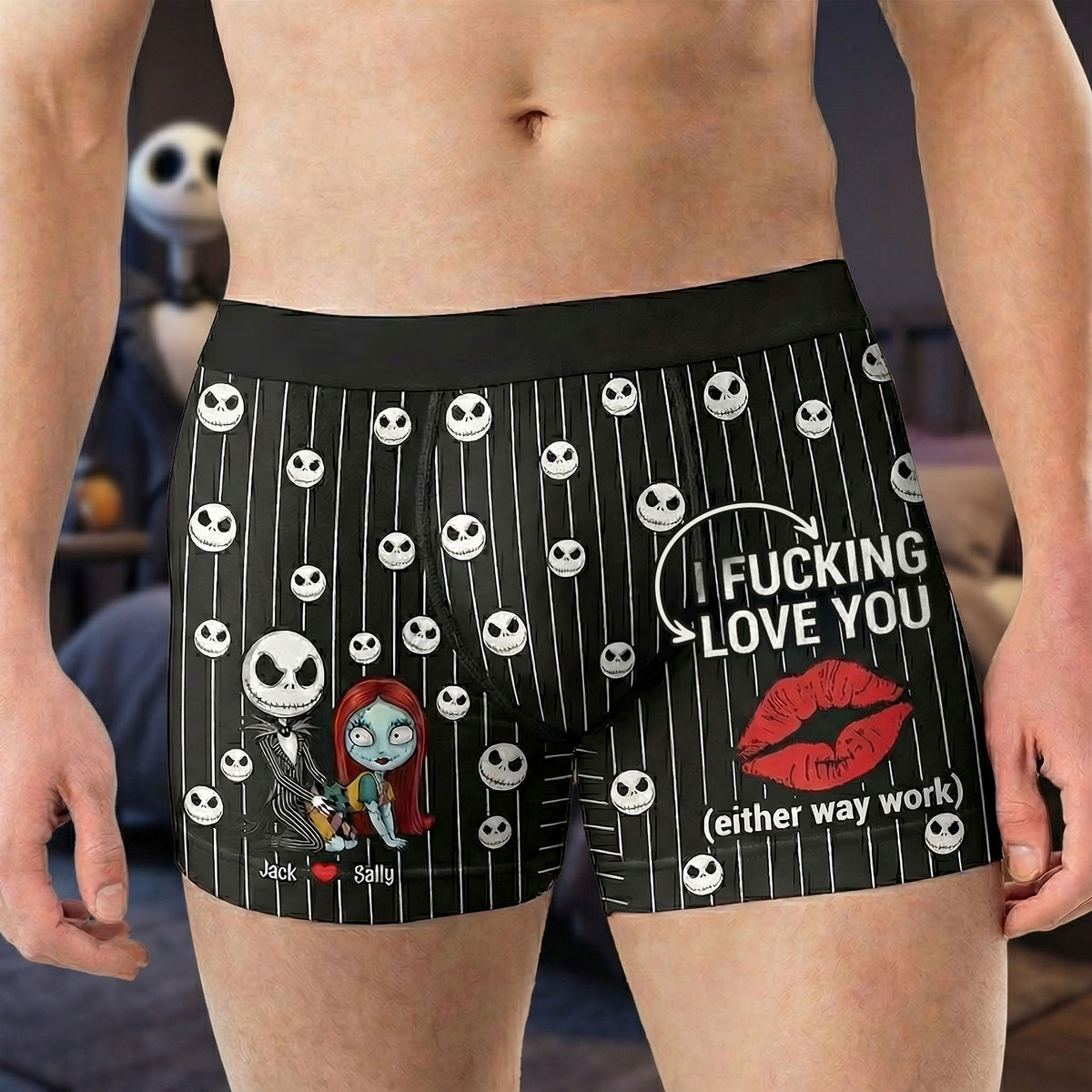 Funny Spooky Couple Boxer - Personalized Gifts For Husband Men's Boxers 03TGTI120125-Homacus