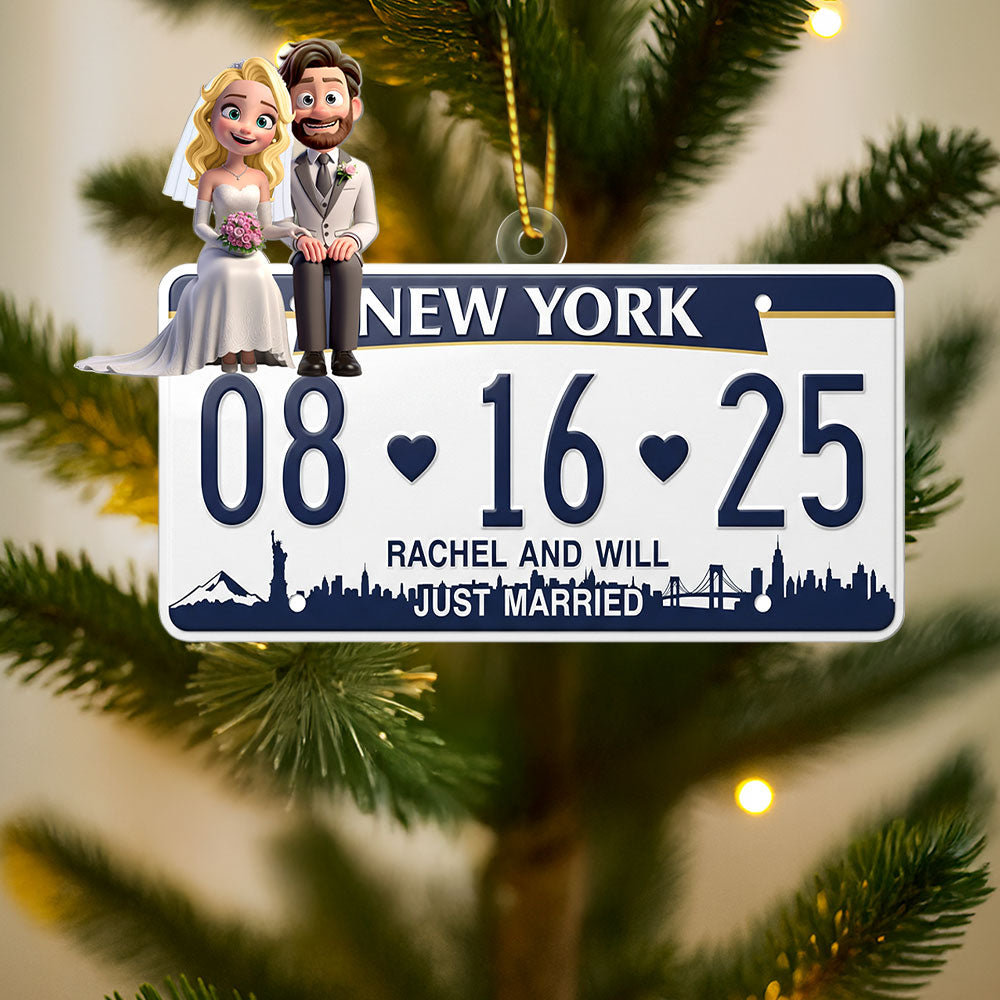 Married Couple License Plate Ornament - Personalized Gifts For Couple 03nati030925-Homacus